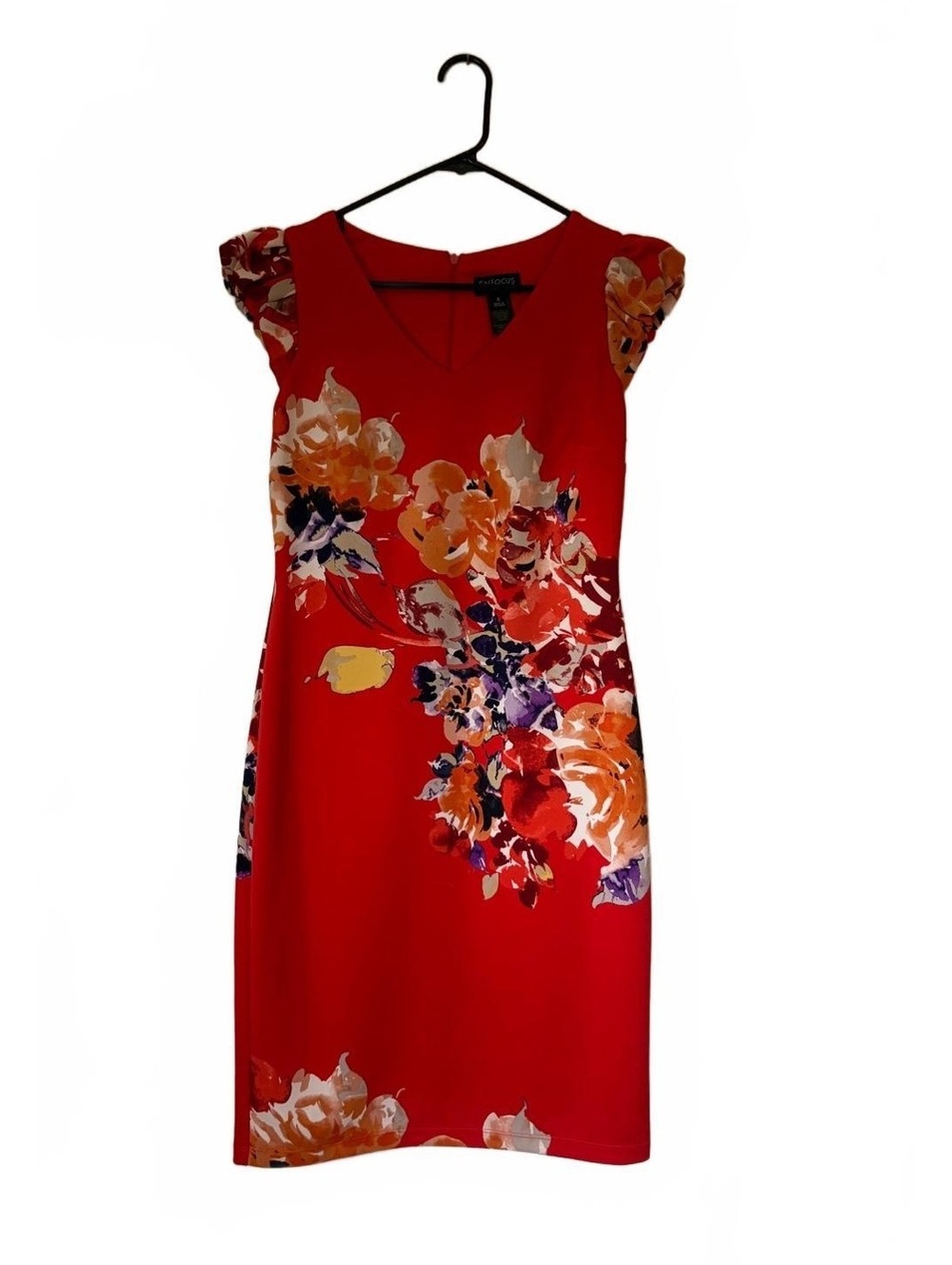 Enfocus Studio Red Floral Sheath Dress Size 6